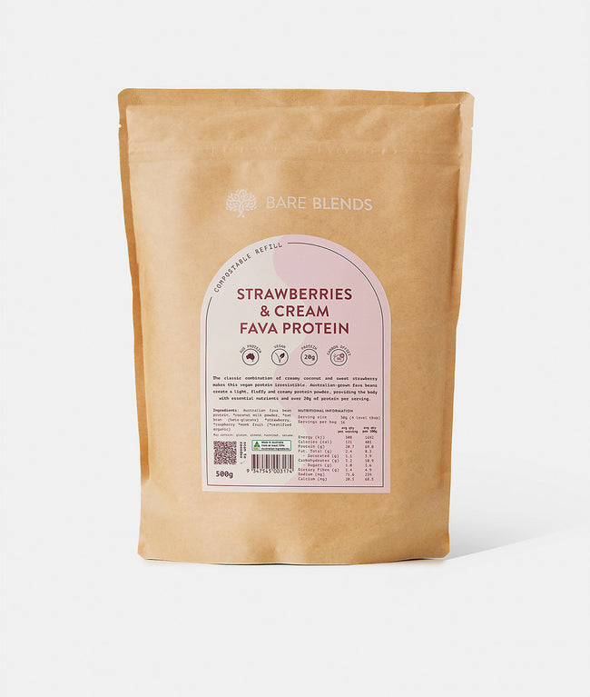 Strawberry & Cream Fava Protein 500g by Bare Blends Part&Parcel